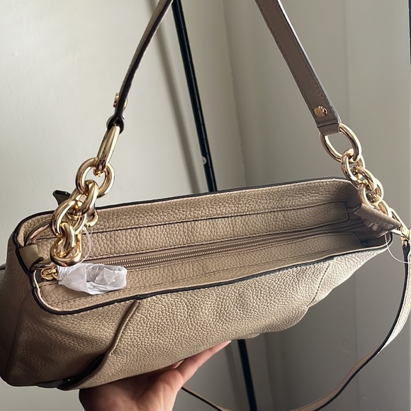 **sold elsewhere** NWT Michael Kors Convertible Strap Tan Leather Shoulder Bag - Picture 9 of 17